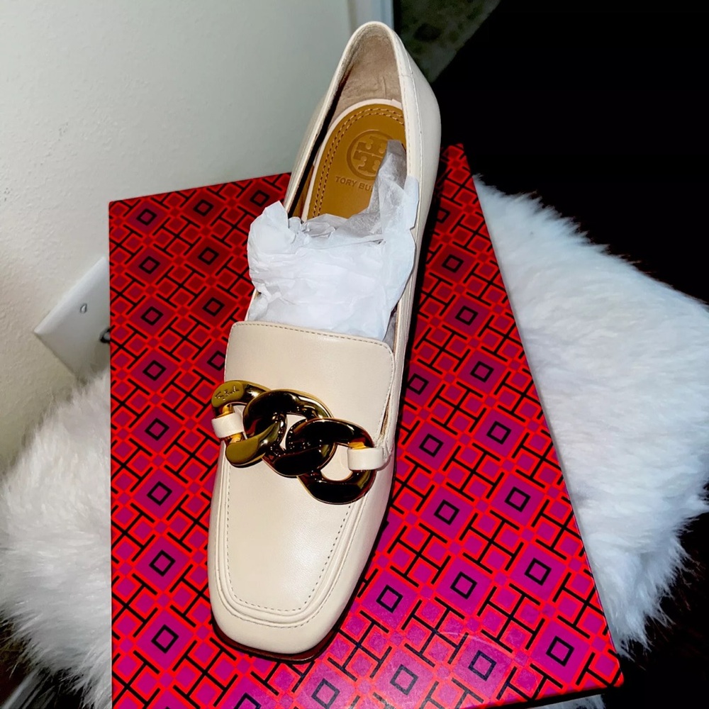 Tory Burch Adrien 65 mm 9M block heels Loafers pump chain buckle dolce